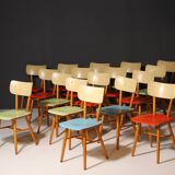 Mid century color dining chairs  1960´s, Czechoslovakia, set of 18