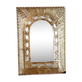 Rectangular openwork brass mirror
