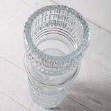 Tall and Solid Clear Crystal Glass Vase / Florence / Italy / 1960s