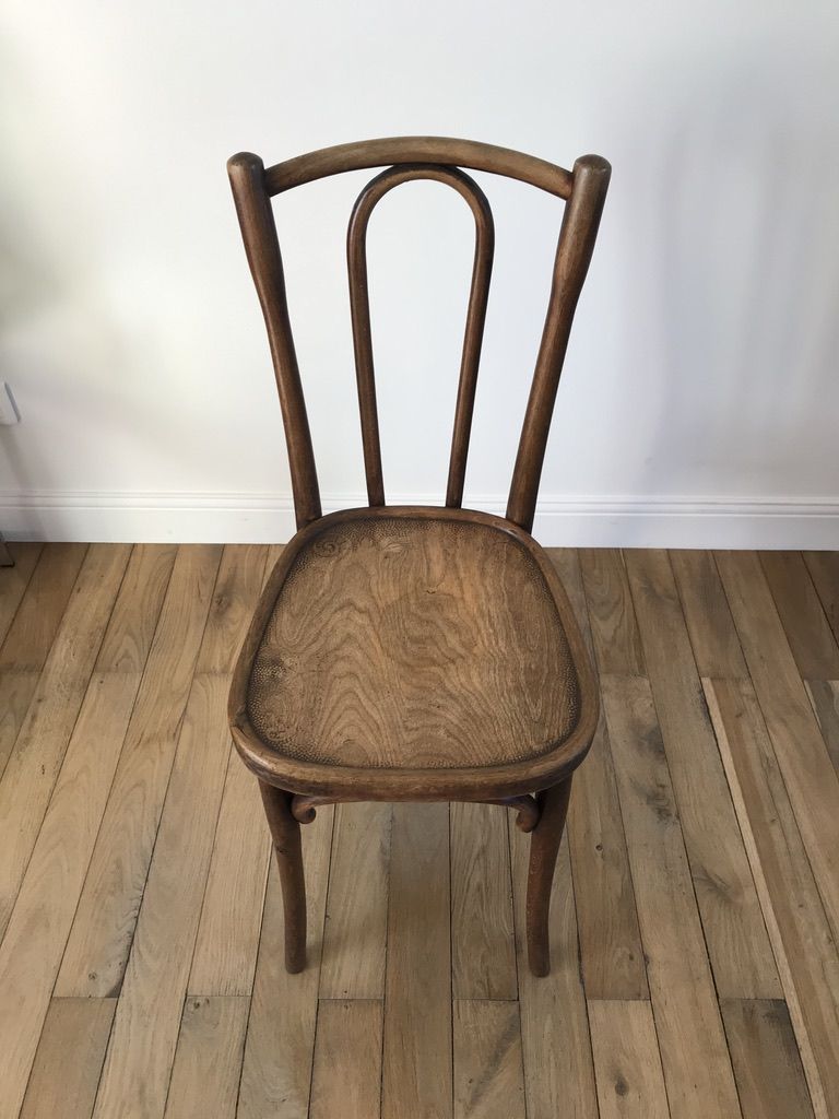 Set of 4 bistro chairs in curved wood of beech Luterma 30s