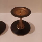 Pair of black brass candlesticks
