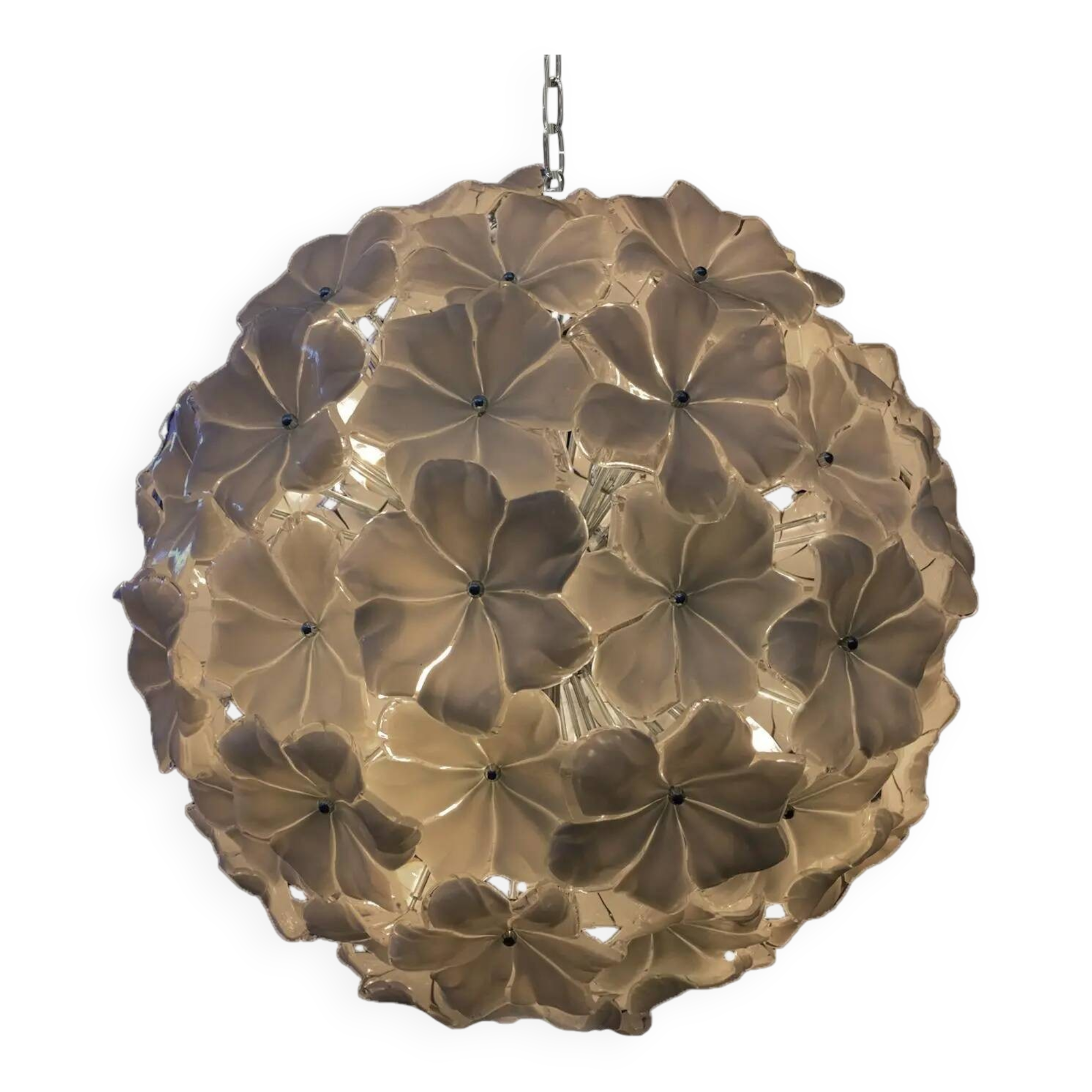 Venetian Beige Flowers Murano Glass Sputnik Chandelier
