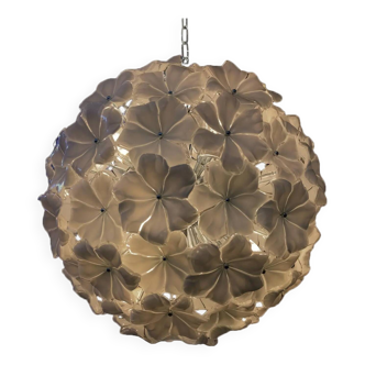 Venetian Beige Flowers Murano Glass Sputnik Chandelier