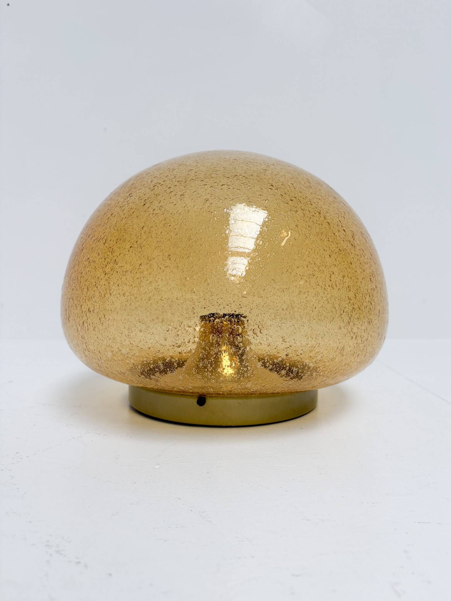 Amber colored mushroom ceiling or wall lamp, 1960s
