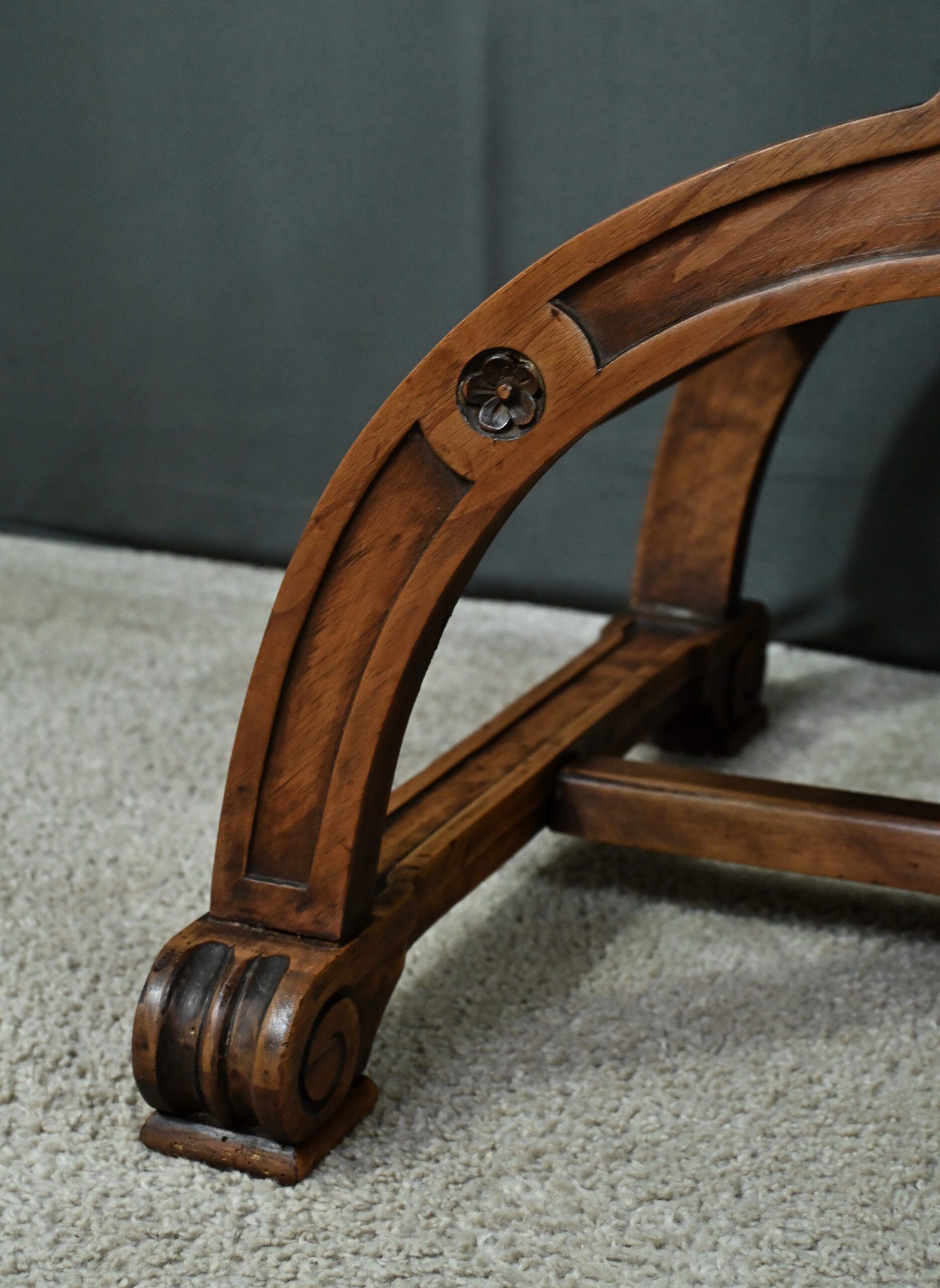 Pair of Dagobert walnut armchairs, medieval style – late 19th century