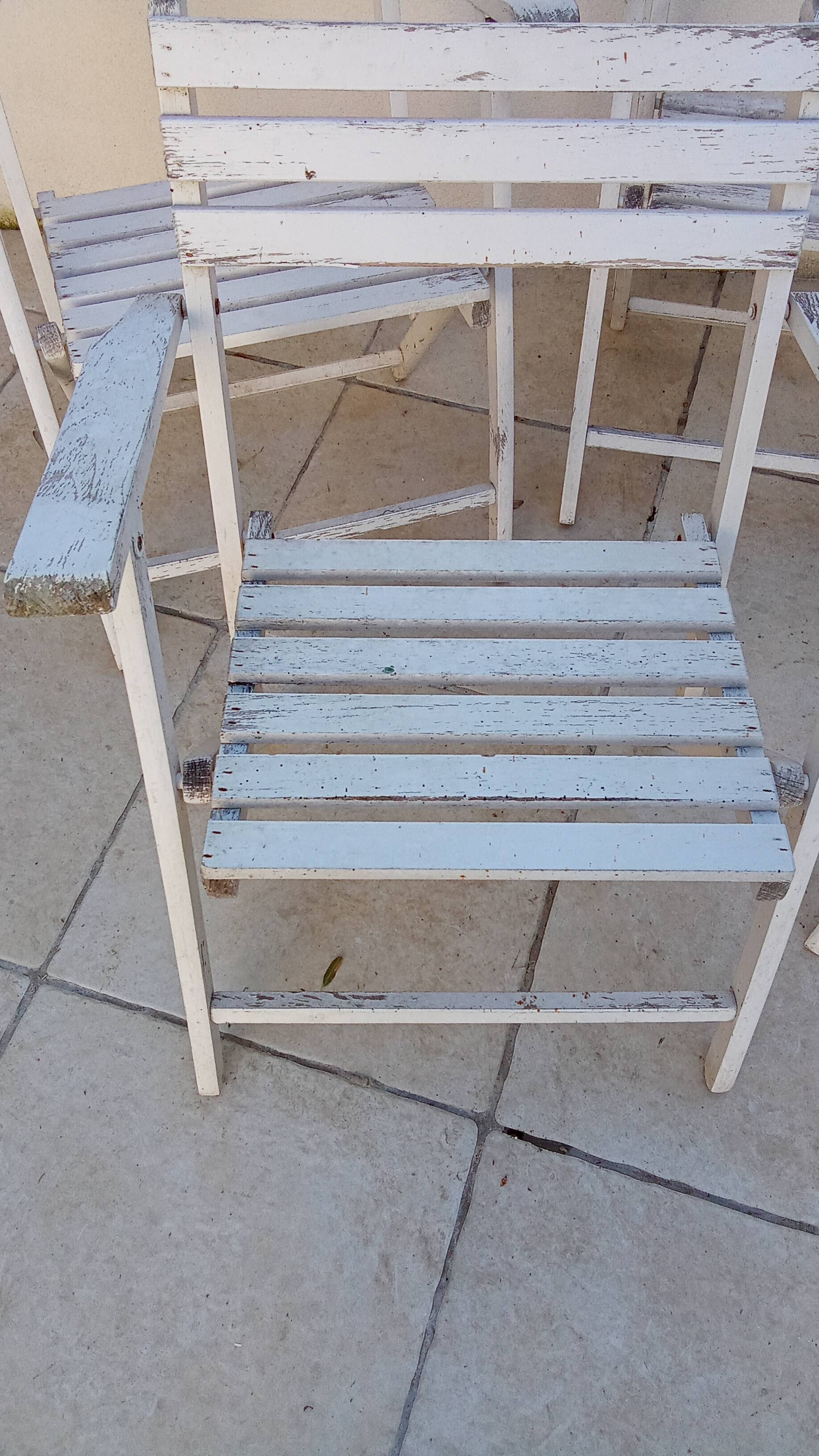 5 vintage wooden garden armchairs gleizes