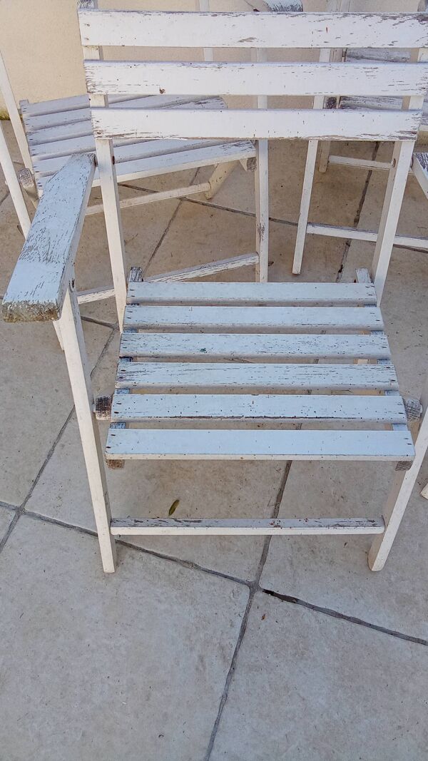 5 fauteuils de jardin en bois vintage  gleizes