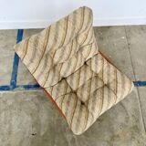 80s armchair with striped fabric and pine structure