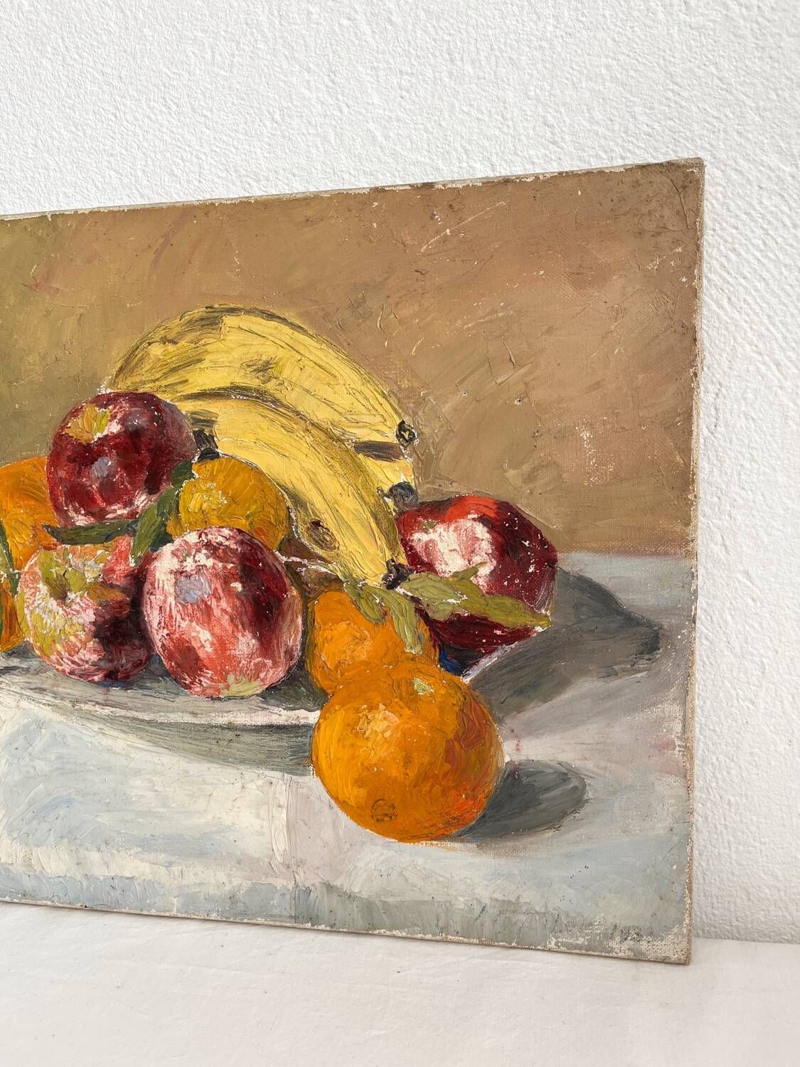 Old oil painting on canvas still life fruits 1930s