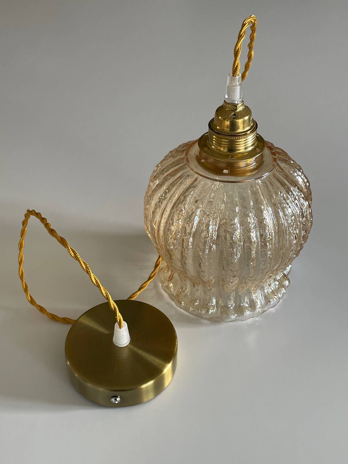 Ceiling suspension globe tulip amber glass