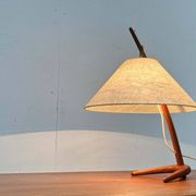 Dornstab table lamp in modern teak from the mid-century by A. Pöll for Kalmar, Vienna, 1950s.