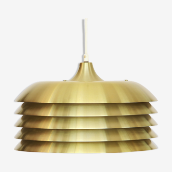 Pendant light T 742 by Hans-Agne Jakobsson for H-A Jakobsson AB, Markaryd, brushed golden aluminum, Sweden 1960s