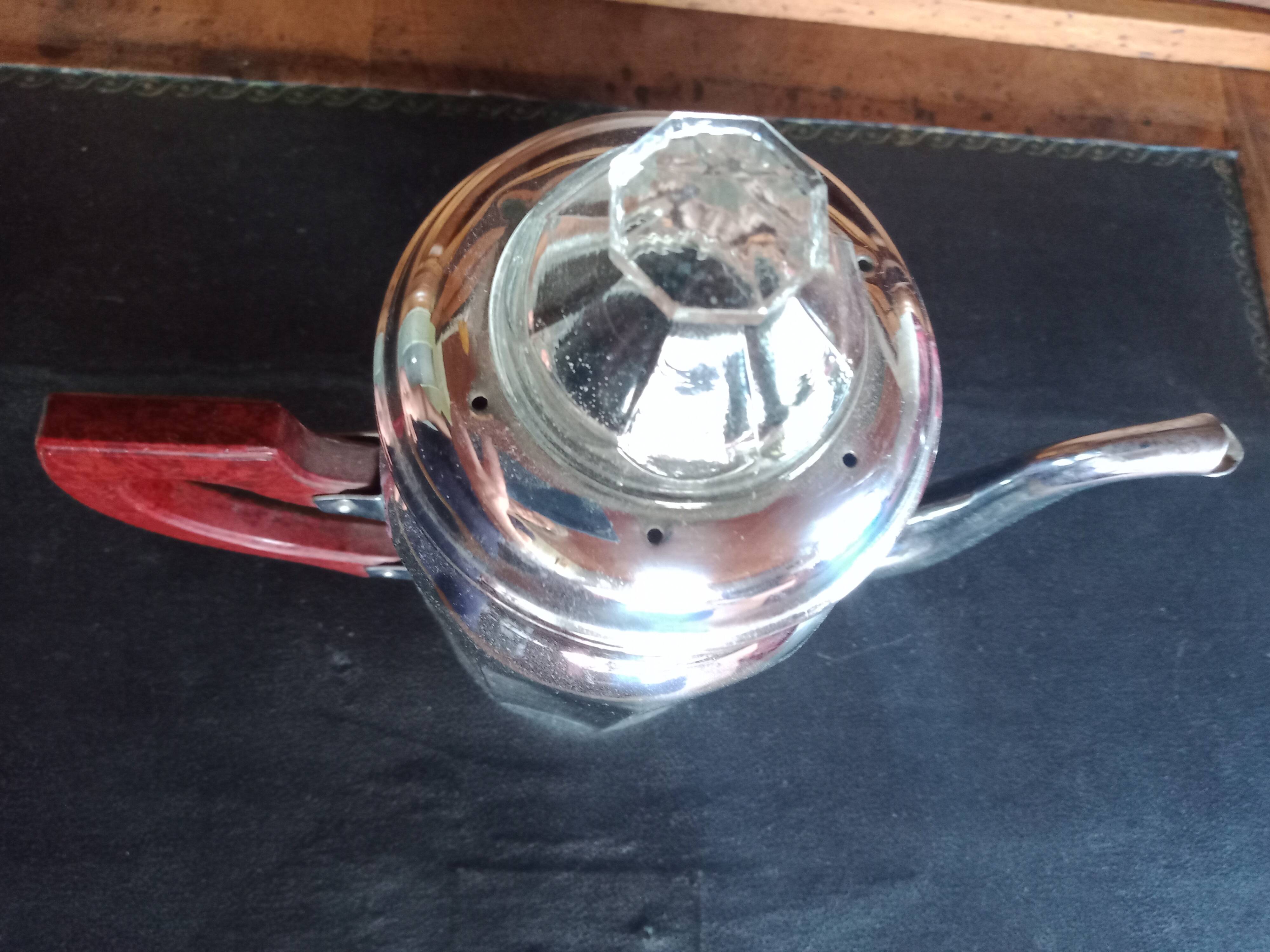 Vintage coffee jug - ADB copper chrome deposited French manufacture - bakelite handle