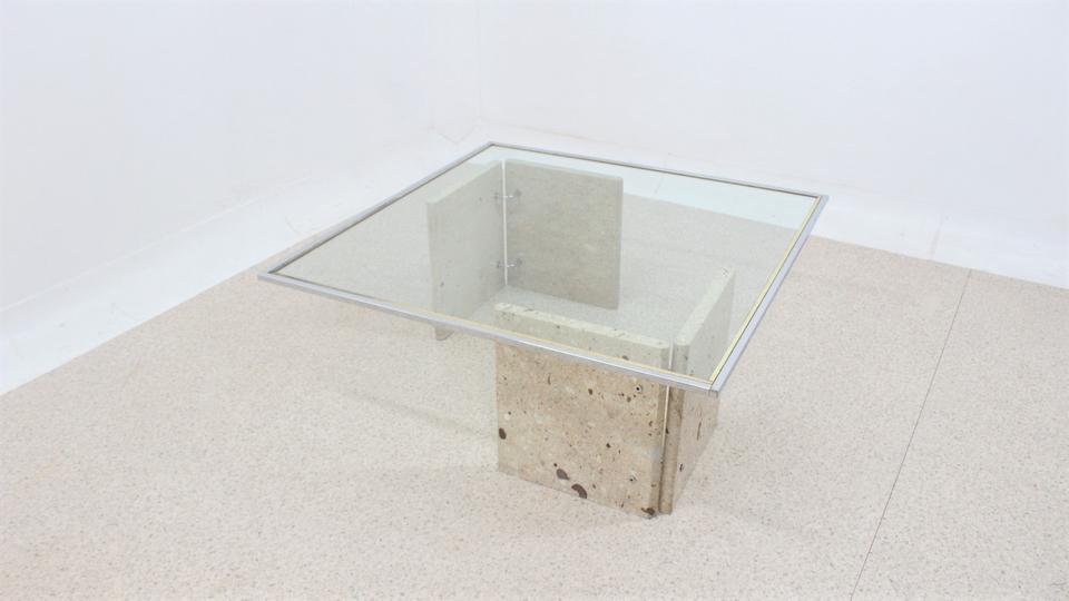 Italian marble and glass coffee table 1970