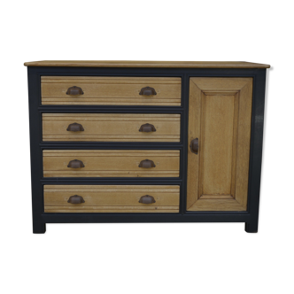Cabinet with drawers and a solid oak door from the 1950s