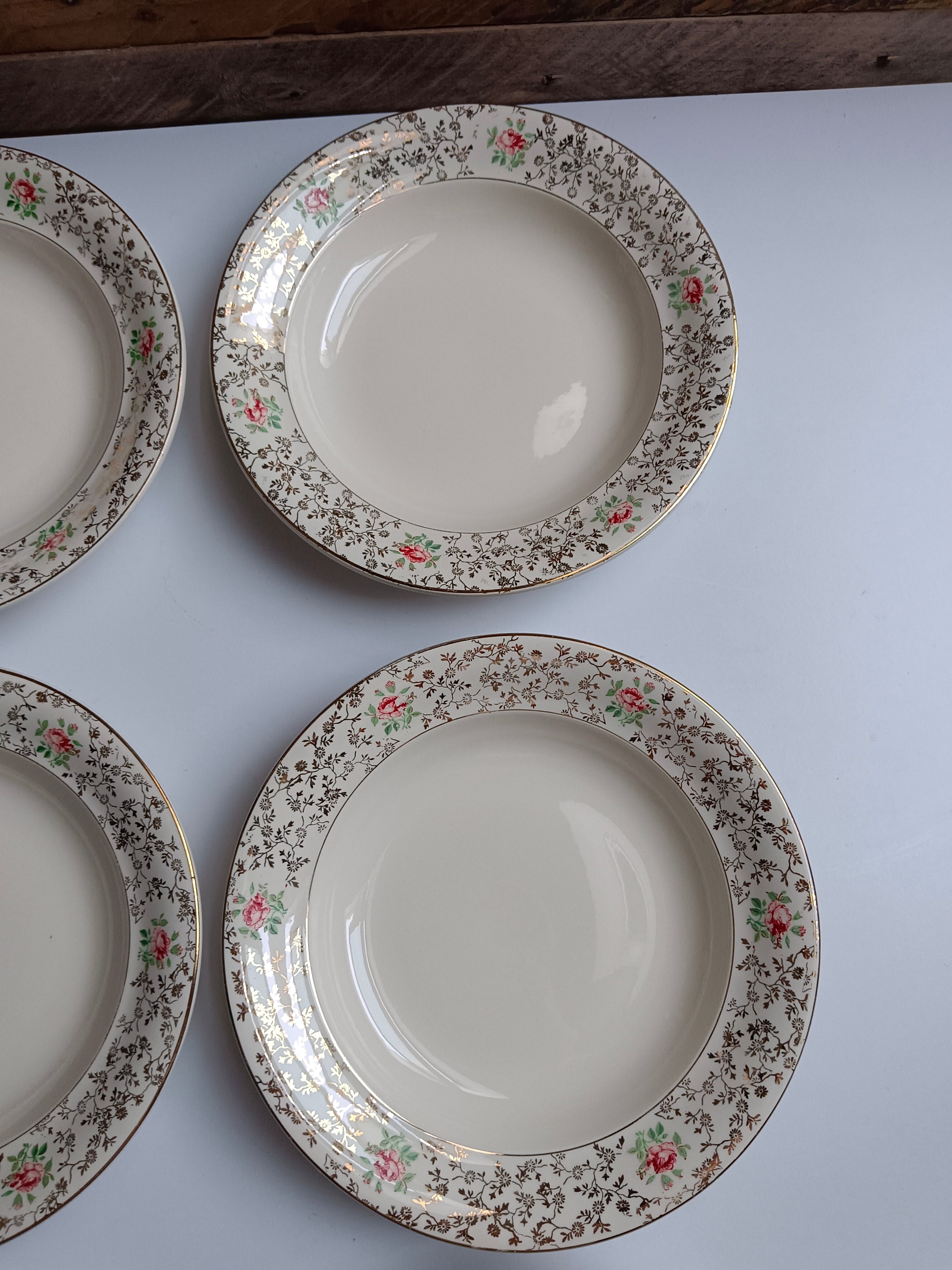 6 Assiettes Villeroy et Bloch beiges et dorées