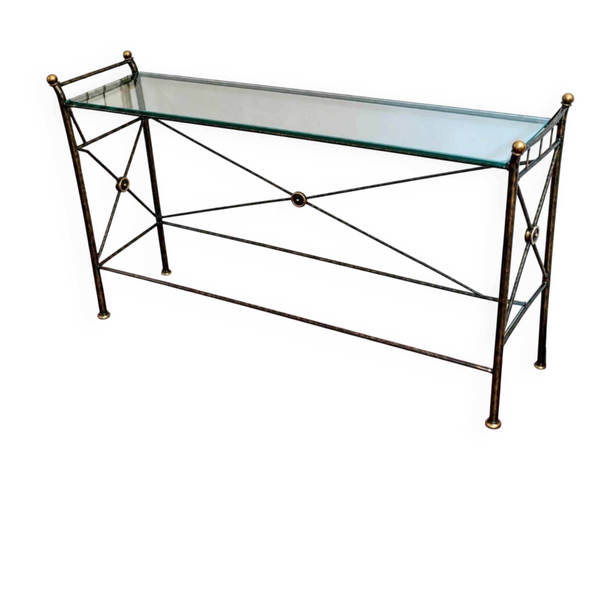 Glass and wrought iron console