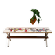 Ceramic coffee table, chrome and teak legs, Space Age, signed, 1970.