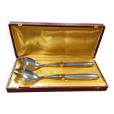 Silver-plated salad cutlery in their case.