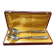 Silver-plated salad cutlery in their case.