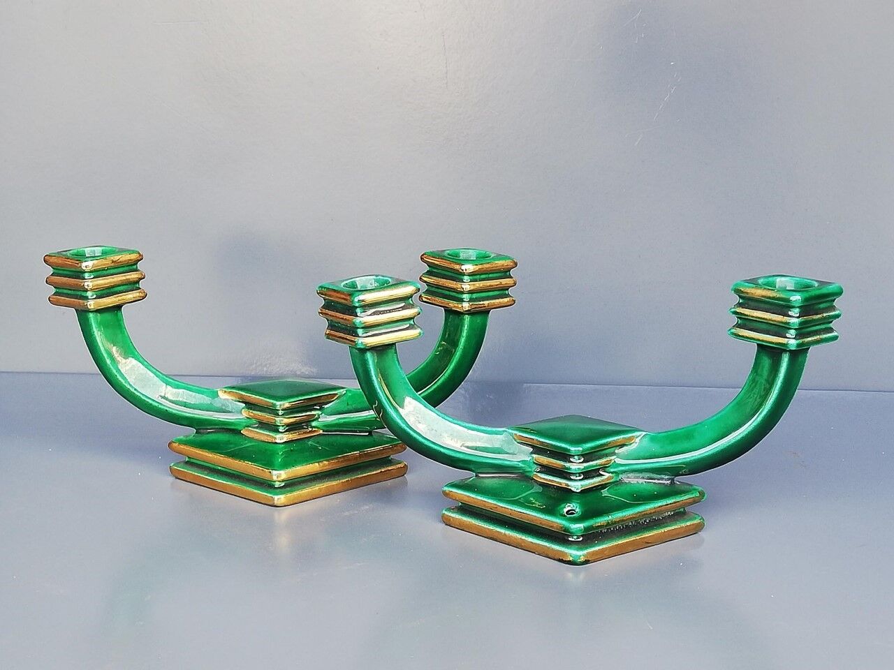Pair of Art Deco candle holders 40s