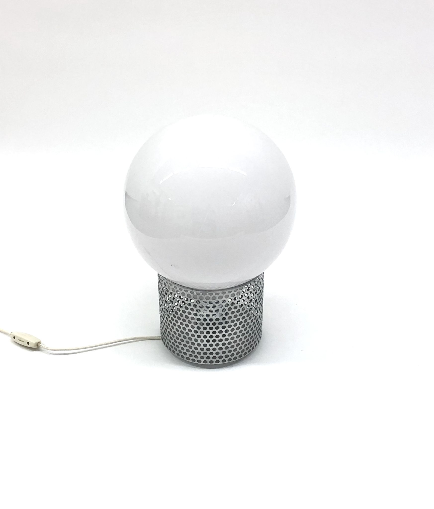 Lamp in chrome steel and opal glass by Michel Boyer for Verre Lumière