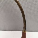 Table lamp in aubergine coloured metal, brass bend and teak wood 1960-70s