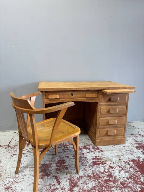 1950s oak veneer desk