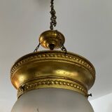 Vintage pendant light in chiseled glass and brass