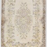 6x9 Vintage Ivory & Pastel Yellow Handmade Wool Persian Area Rug,169x259 Cm