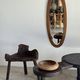 Vintage oval mirror in oak with bevelled glass H120 W43 D2