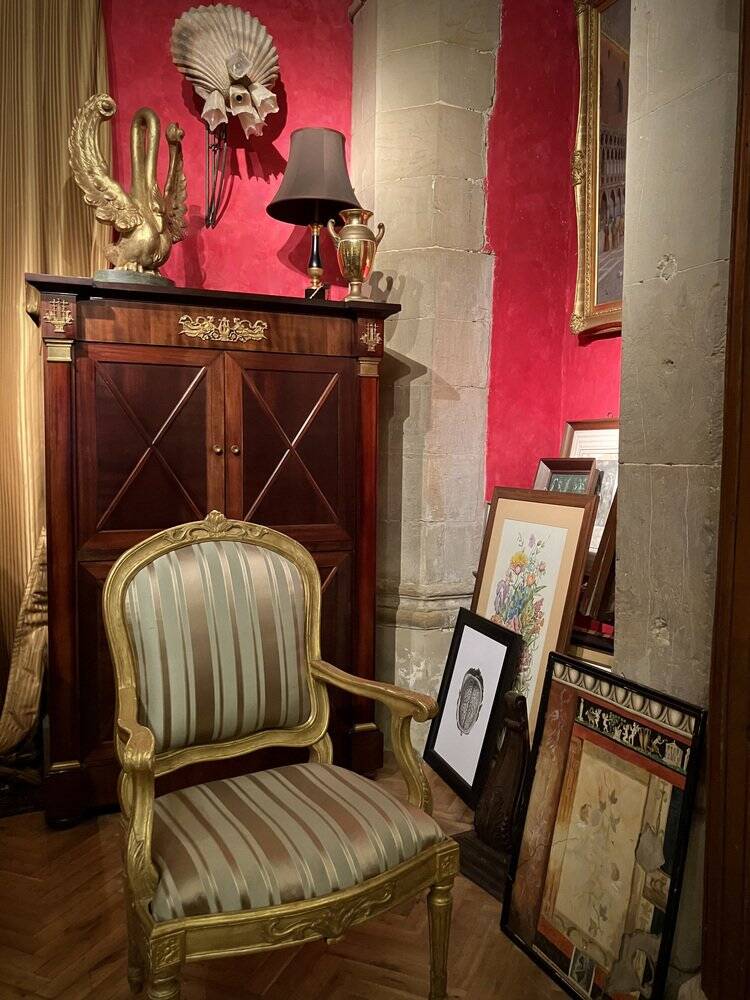 Ittalian Artist, Empire Period Decorative Swan Sculptures, 1800s, Giltwood, Set of 2