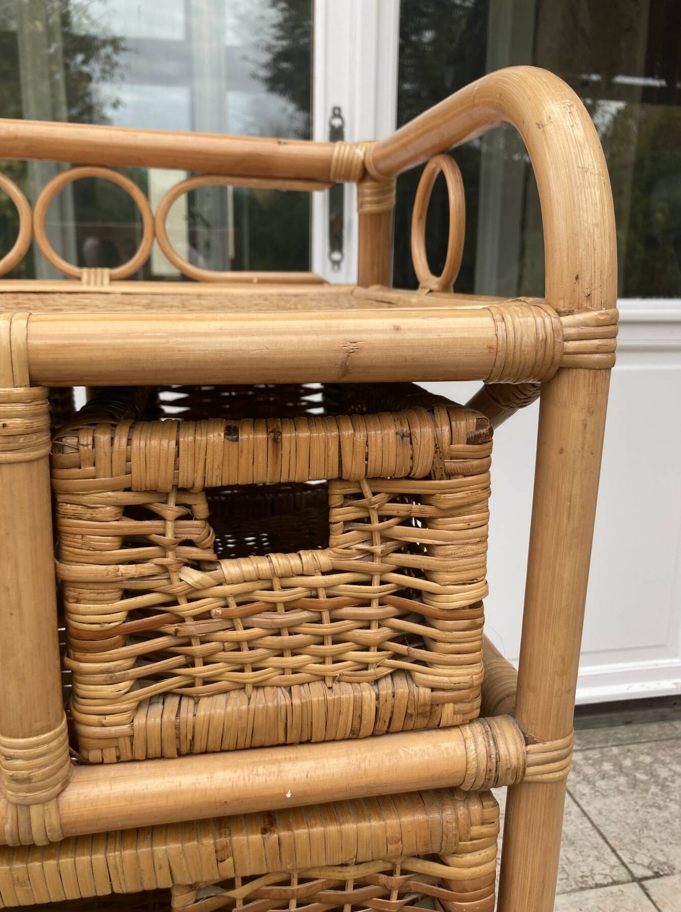Vintage rattan chiffonier