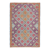 Tapis turc Oushak fait main en laine et coton violet 165x244