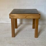 Coffee table in elm and slate by Maison Regain 1970