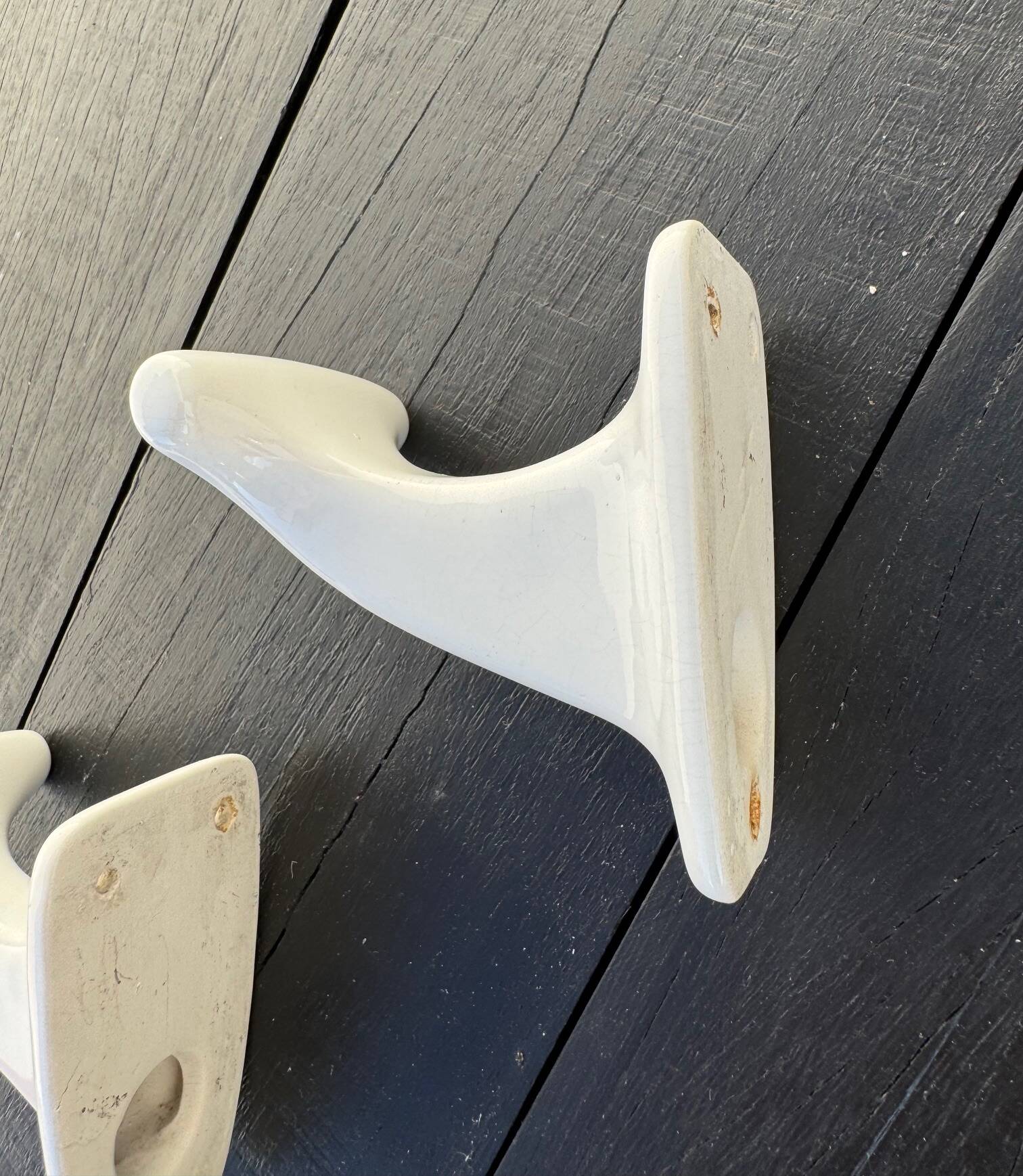 2 old porcelain coat hooks