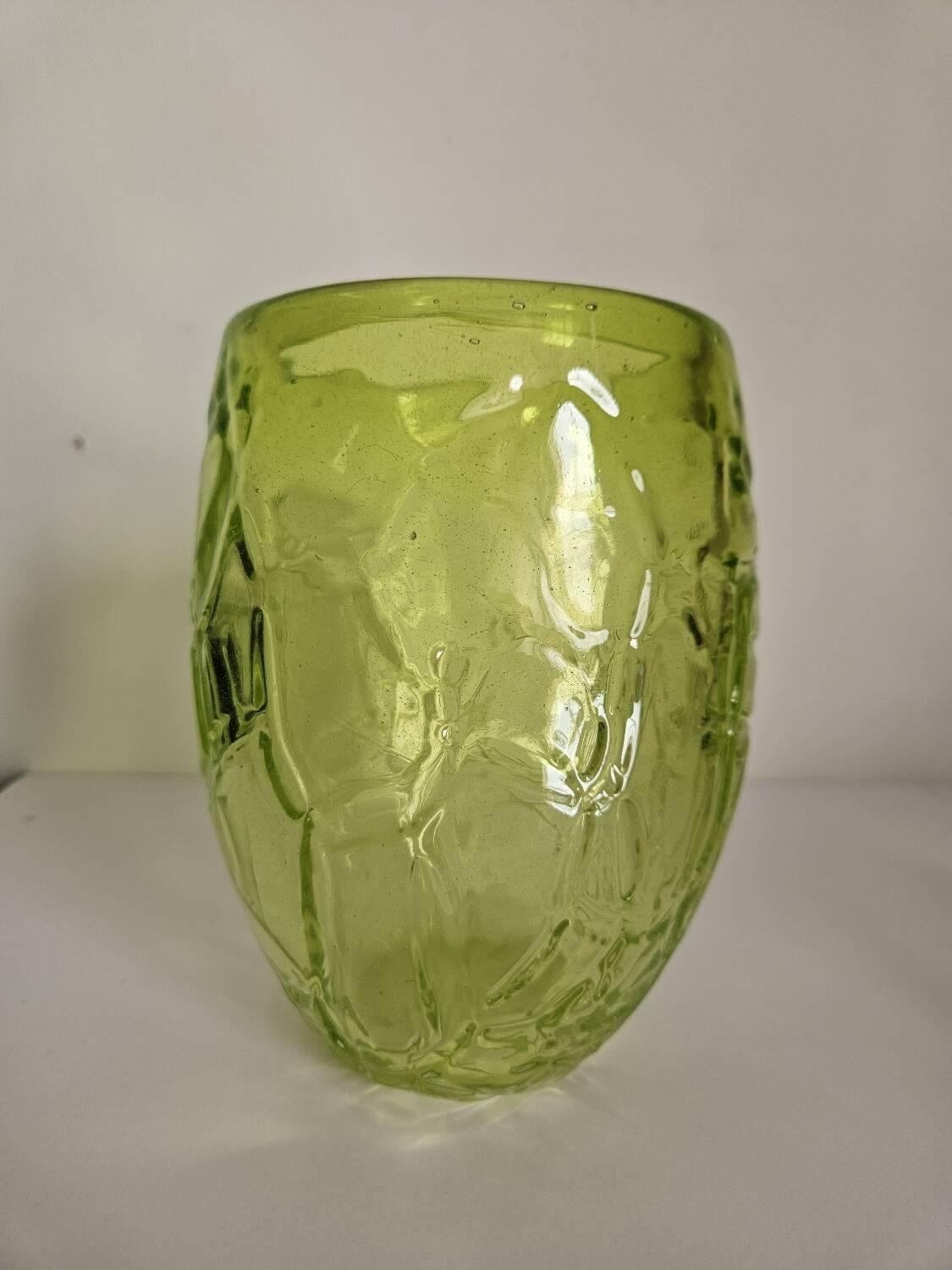 Vase Val saint lambert Studio Cristal, décor en relief