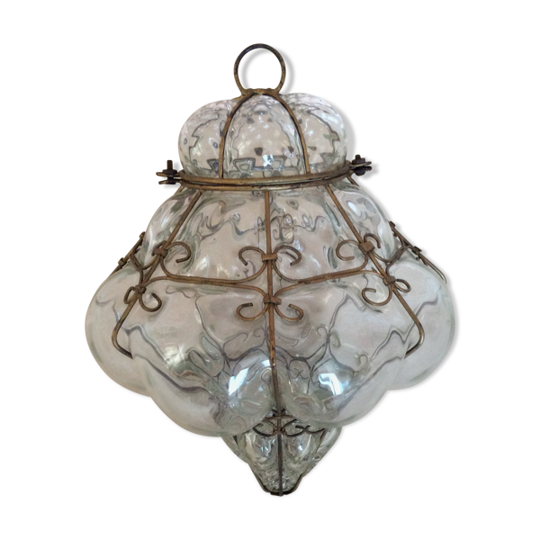 Lustre verre soufflé ancien