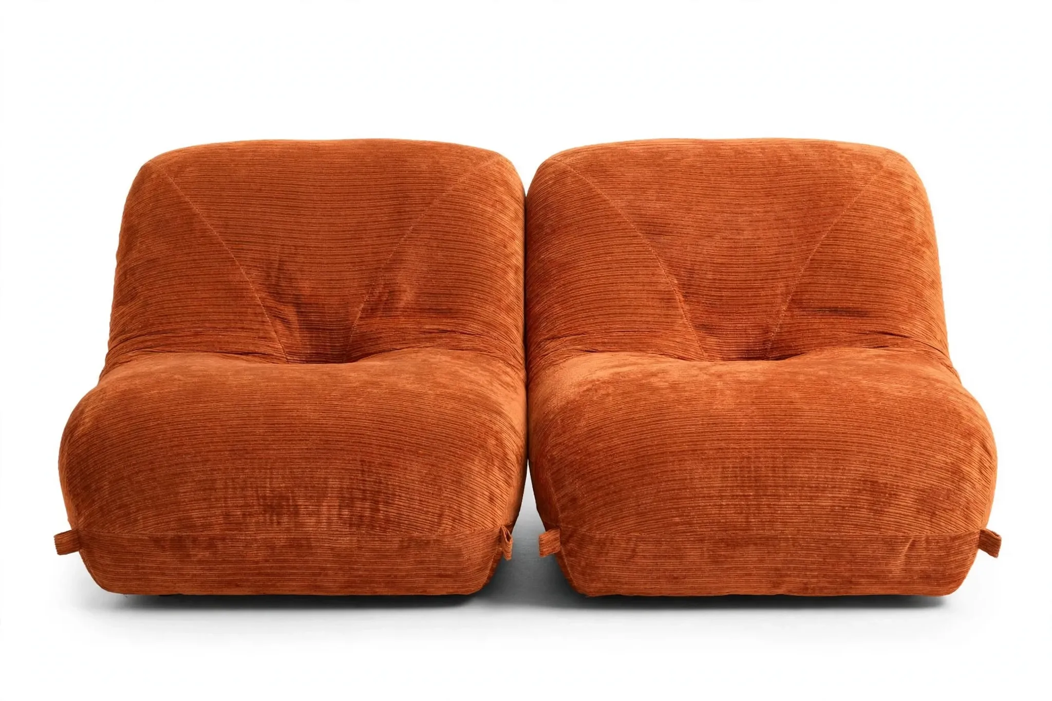 Pair of patate armchairs by airborne, 1970s - rust orange corduroy