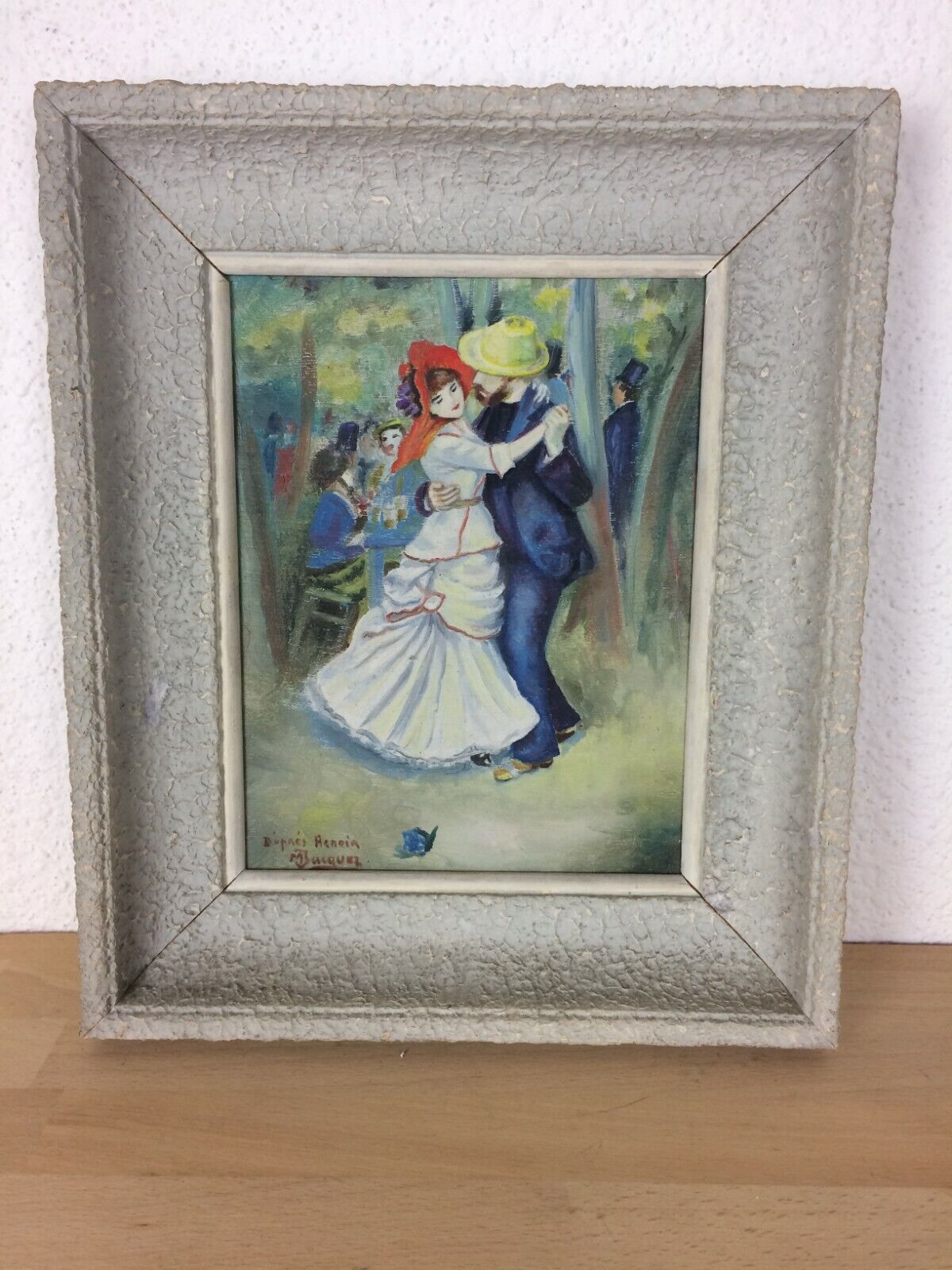 Painting La Danse à Bougival painting on wood reproduction