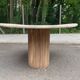Scandinavian round dining table with a central base, stripped, made of solid raw wood, 90.