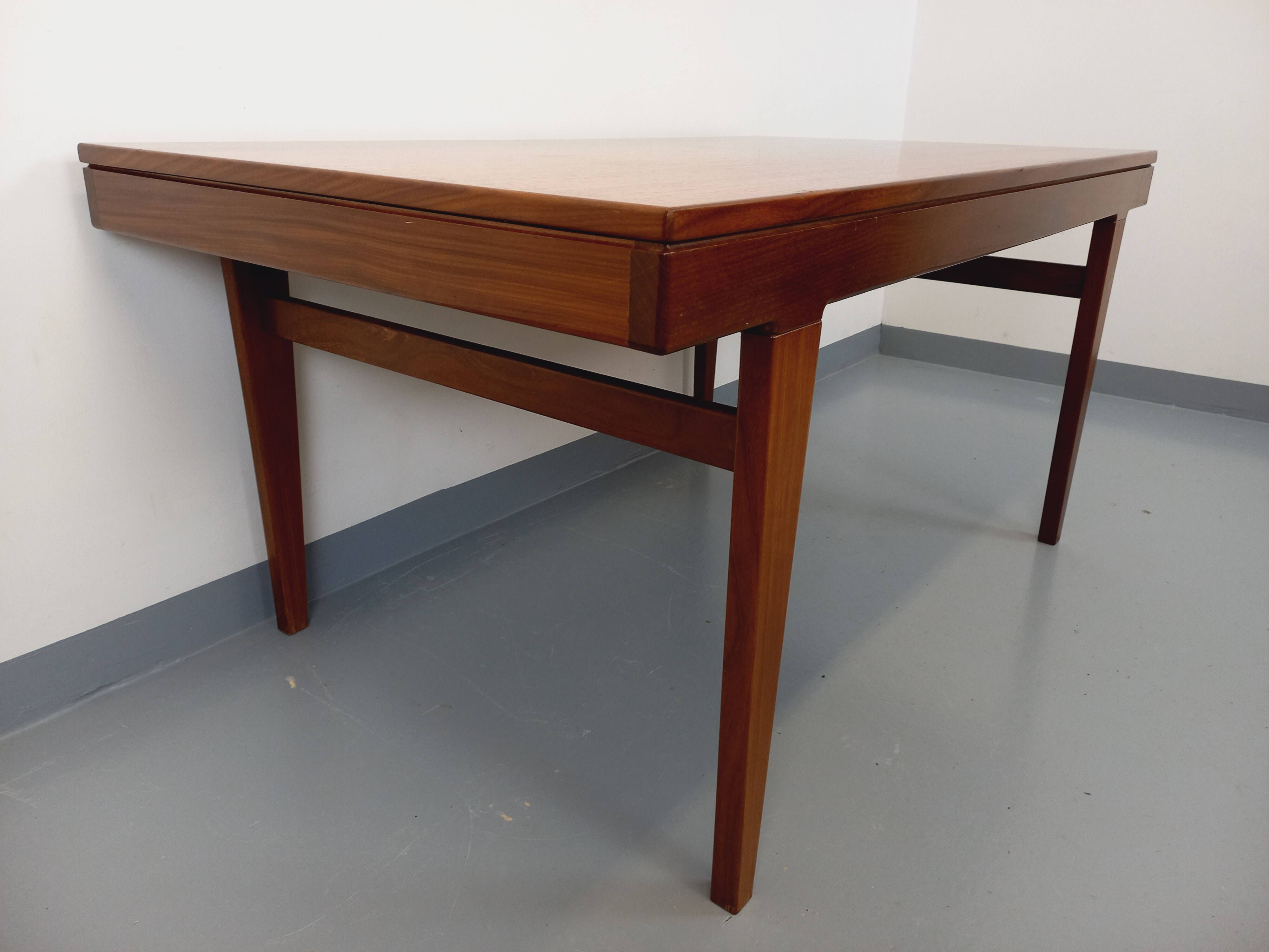 Vintage Scandinavian 50s 60s teak dining table with extension