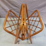 Vintage Bamboo and Rattan Folding Magazine Rack - 70s