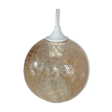 Hanging lamp globe ball in granular amber glass