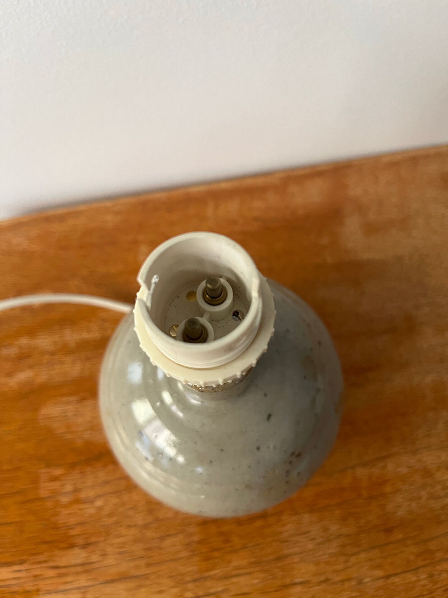 60s stoneware globe lamp base