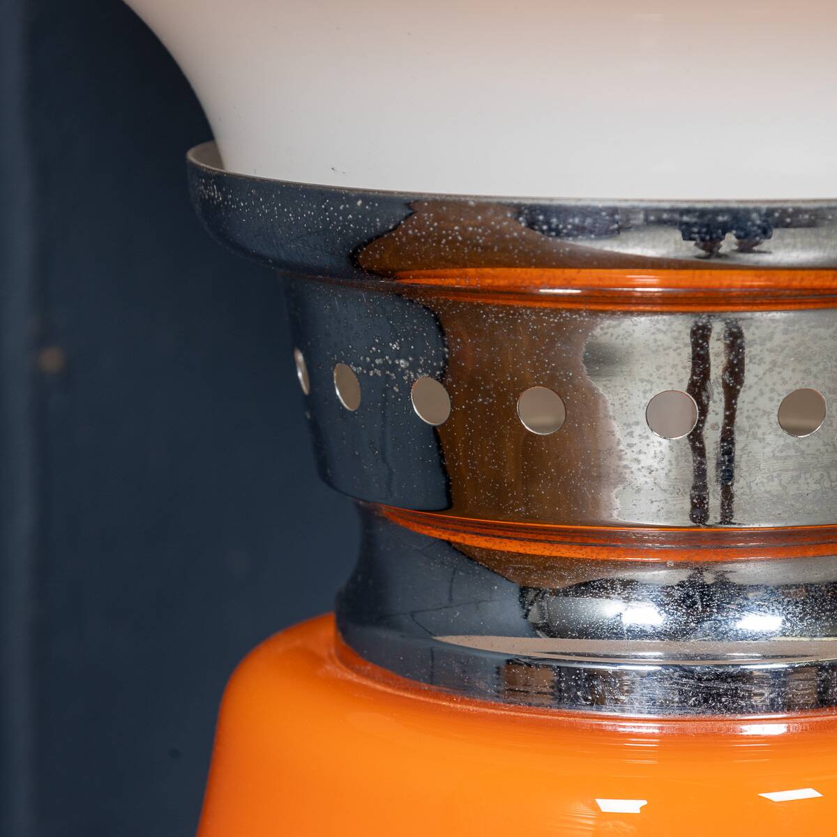 Vintage 20thc italian white & orange glass table lamp c.1970