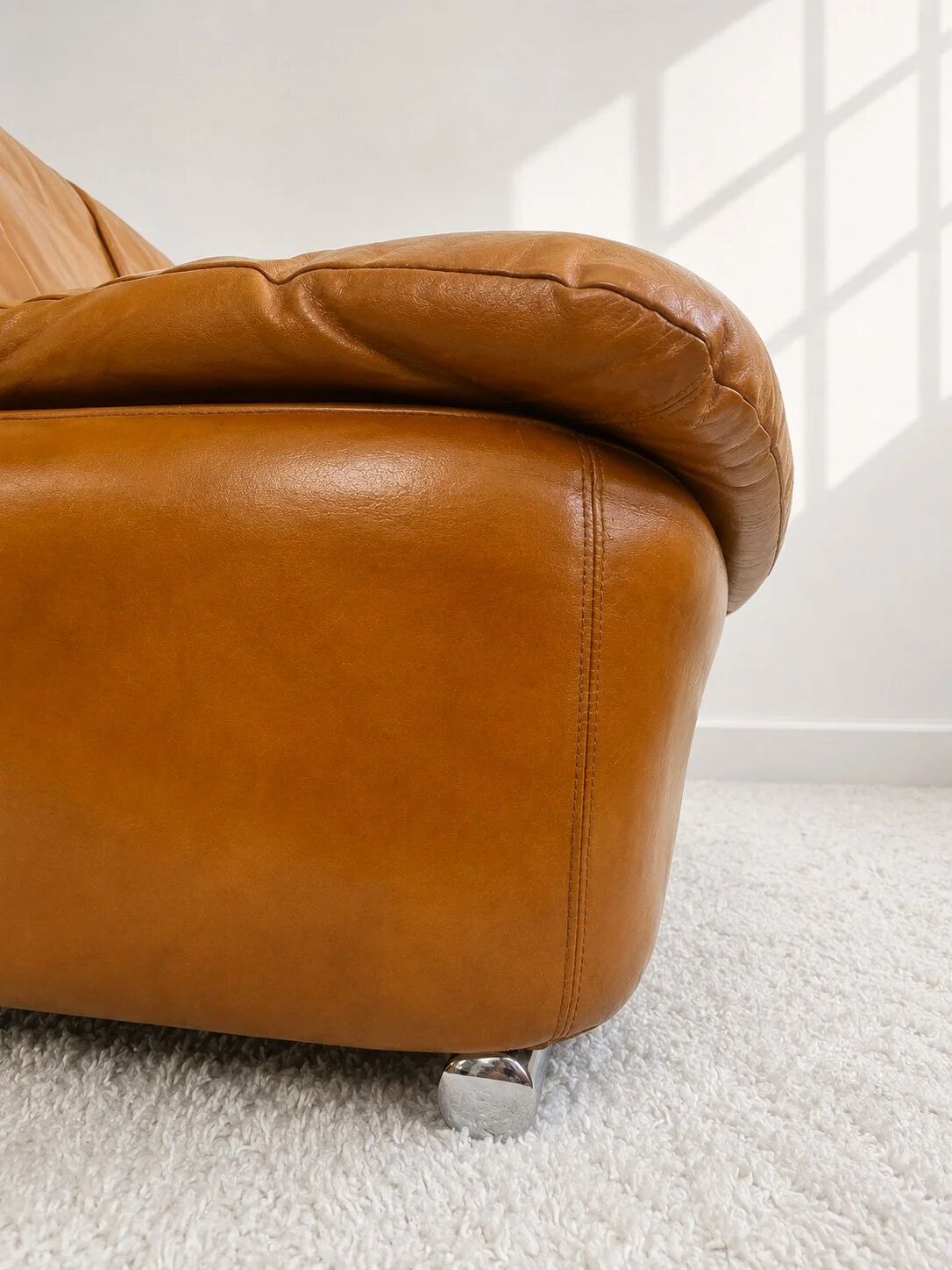 Modular armchair in cognac colour, France, 1970s.