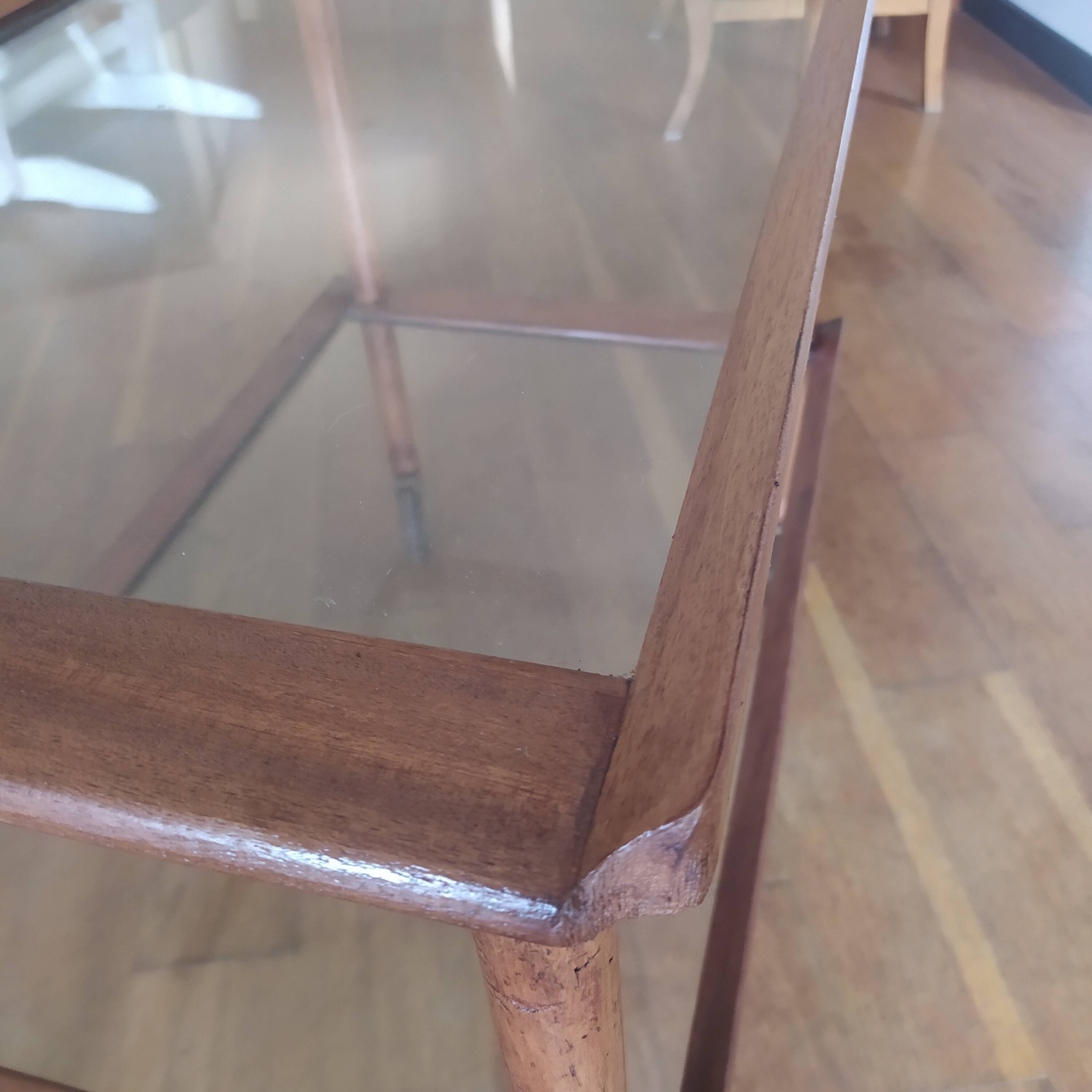 Table roulante vintage années 50 attribuée Cesare Lacca  bois et verre