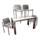 Design dining room set in brushed steel – Table and four chairs