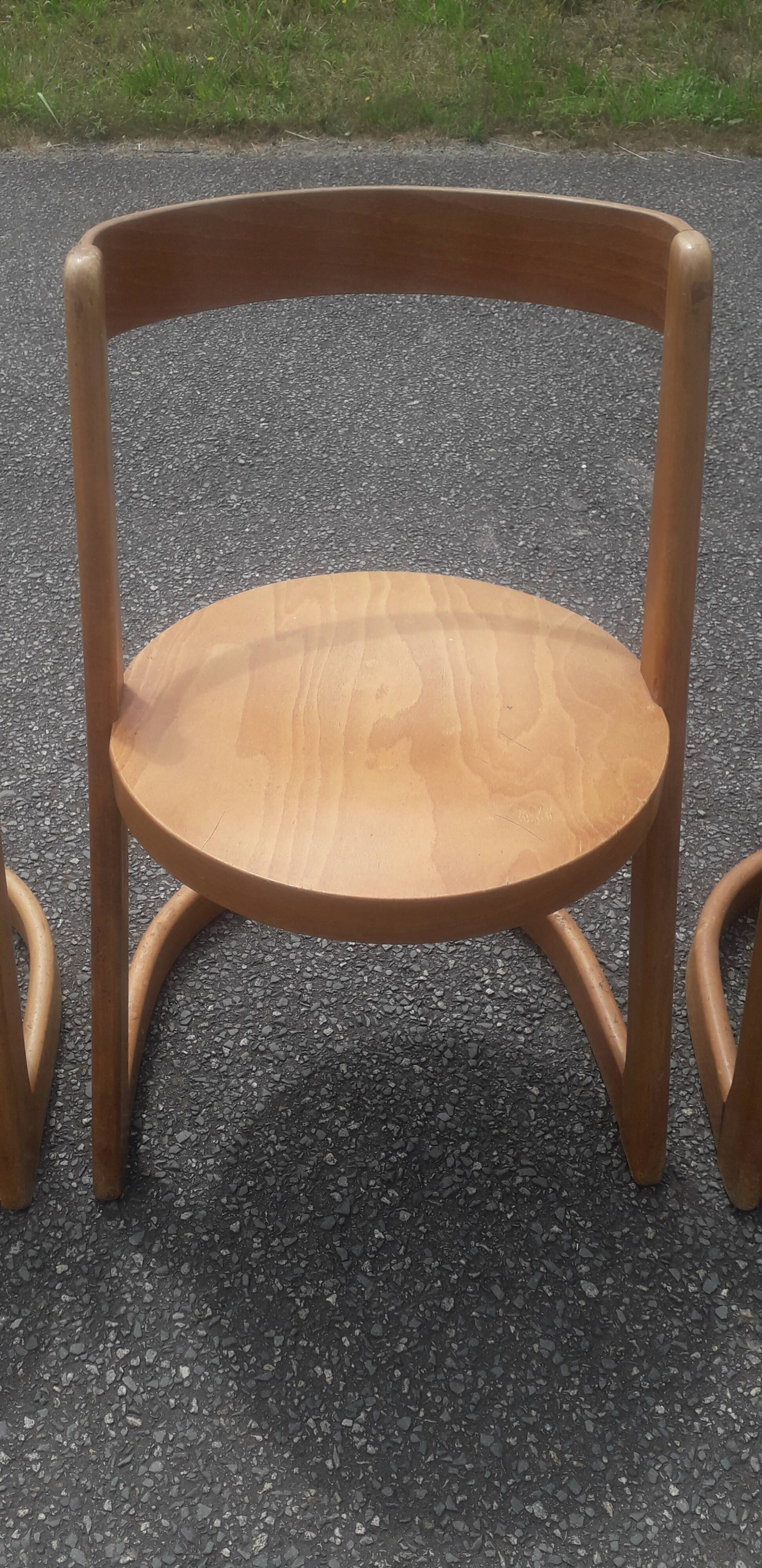 Suite de 6 chaises vintage Baumann modèle Halfa